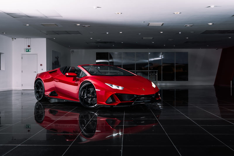 Lamborghini Huracan Evo Spyder Red, Platinum Executive Travel, Available for Hire UK, Hire Car