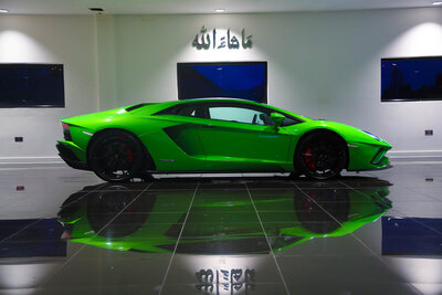 Lamborghini Aventador S Coupe Green, Platinum Executive Travel, Available for Hire UK, Hire Car