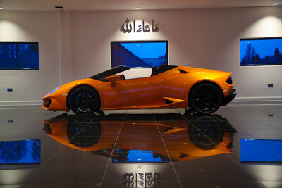 Lamborghini Huracan Spyder Orange, Platinum Executive Travel, Available for Hire UK, Hire Car